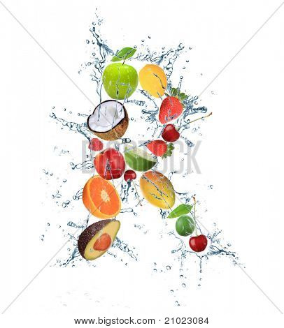Letra do alfabeto de frutas frescas