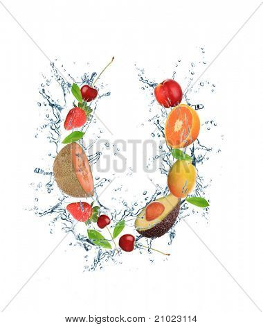 Letra do alfabeto de frutas frescas