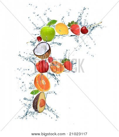 Letra do alfabeto de frutas frescas