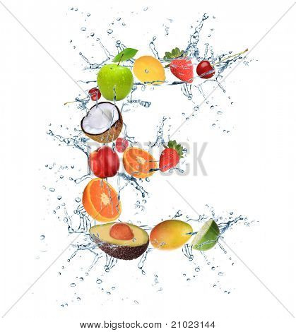 Letra do alfabeto de frutas frescas