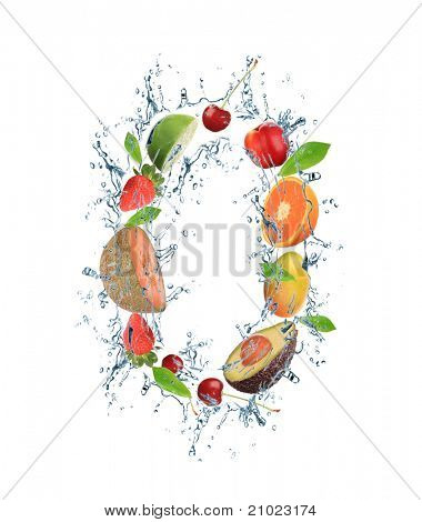 Número do alfabeto de frutas frescas