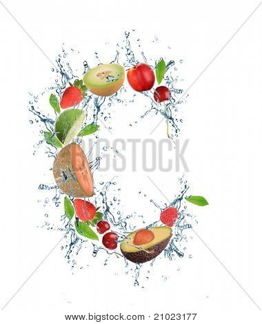 Letra do alfabeto de frutas frescas