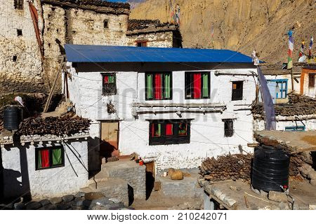 Tibetan village house, Lupra village, Mustang Nepal
