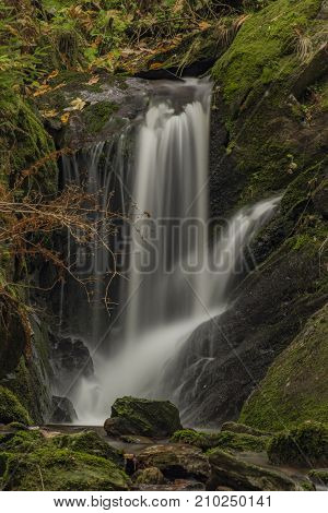Javori Waterfall On Javori Creek In Krkonose Mountains National Park
