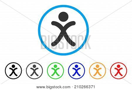 X Generation Boy rounded icon. Style is a flat grey symbol inside light blue circle with additional color versions. X Generation Boy vector designed for web and software interfaces.