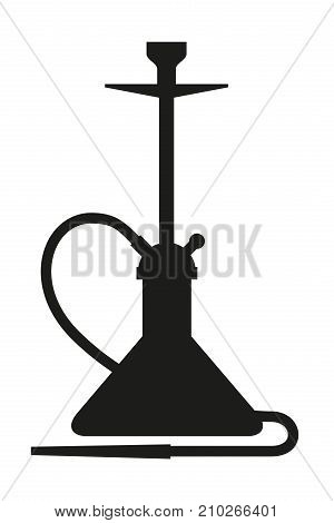 Black hookah icon in flat style on white background. Smoking accessory. Vector design element