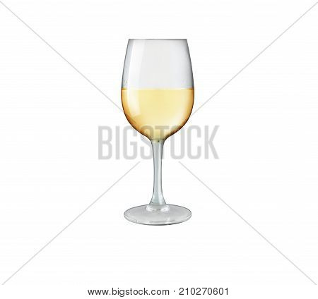 Wineglass with white wine isolated on white background. Concept and idea. With clipping path