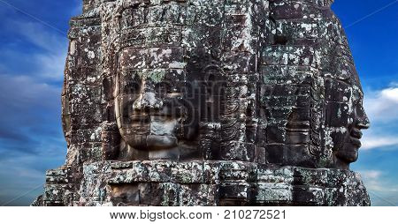 Buddhist Stone Face In Bayon Temple Angkor Thom