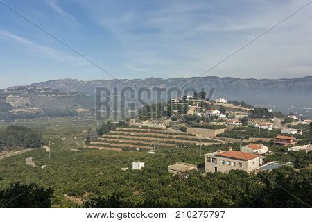 The town of Simat iin the Valldigna valley Valencia Spain