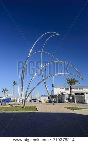 GANDIA, VALENCIA, SPAIN, 25TH JANUARY 2017 - View of the port in Gandia Valencia Spain