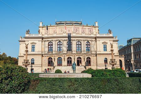 Prague, Czech Republic - September 29, 2017: The Building Of Rudolfiunum Concert Halls On Jan Palach