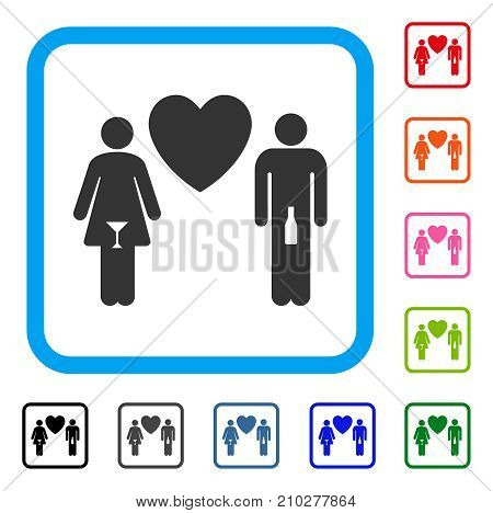 Drunky Love Pair icon. Flat grey pictogram symbol inside a light blue rounded square. Black, gray, green, blue, red, orange color additional versions of Drunky Love Pair vector.