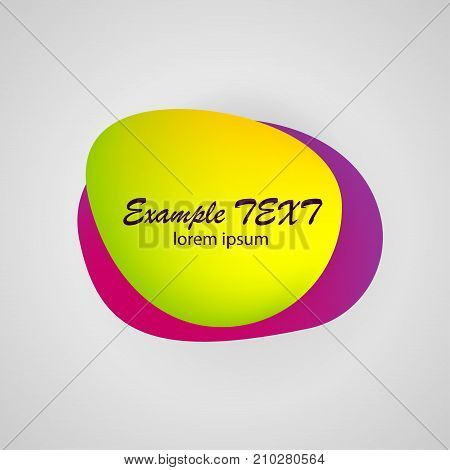 Futuristic abstract bubble gradient colored text label. 3d speech box vector illustration logo shape. Modern origami symbol name icon think background. Chat colorful cloud graphic backdrop.