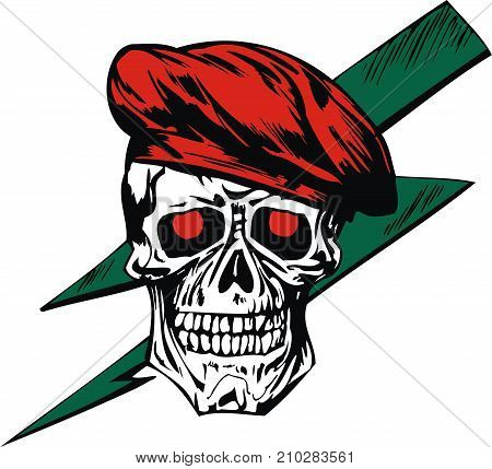 red hat hat hero skull overlapping lightning background