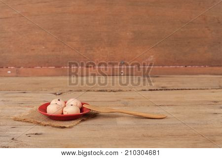 Mochi sweet dessert on wood table background