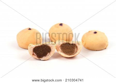 Mochi sweet dessert on white background isolate