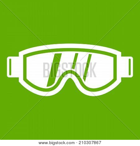 Skiing mask icon white isolated on green background. Vector illustration