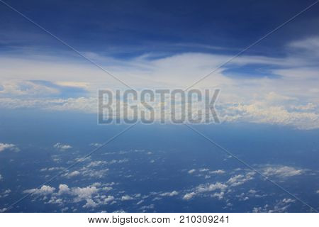 Blue Sky With Clouds At Plane