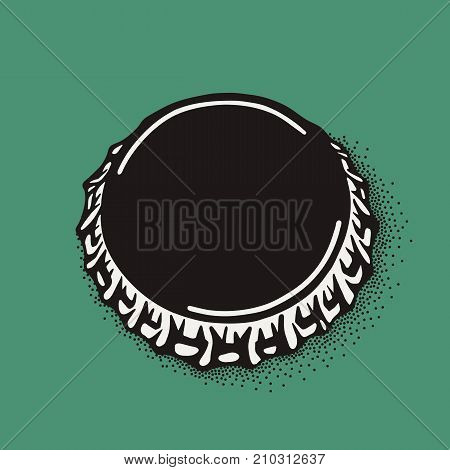 Craft beer bottle cap in vintage style. Engraving illustration in hipster style isolated on grunge background.