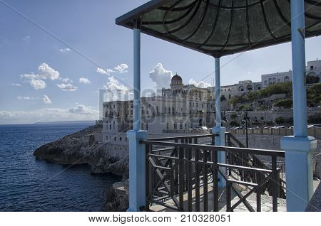 View of the thermal establishments of Santa Cesarea Terme