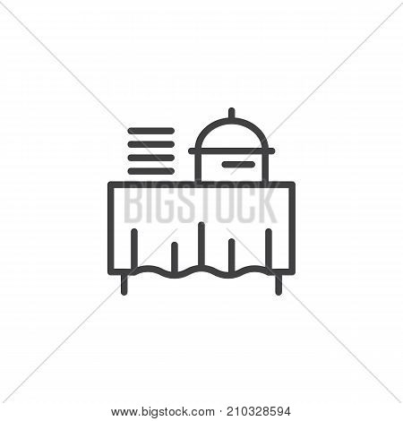 Setout line icon, outline vector sign, linear style pictogram isolated on white. Buffet self service restaurant symbol, logo illustration. Editable stroke