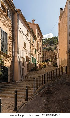 Street in the town of Banyalbufar, Majorca (Balearic Islands, Spain)