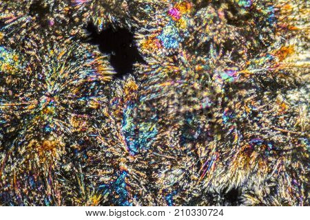microscopic Loperamide crystals illuminated with polarized light