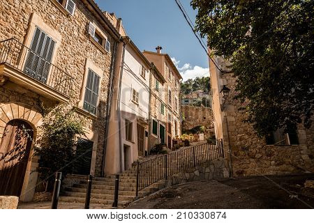 Street in the town of Banyalbufar, Majorca (Balearic Islands, Spain)