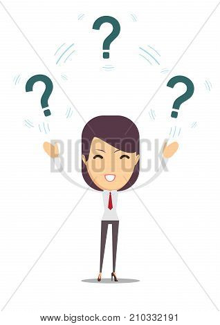 woman with question. Stock flat vector illustration.