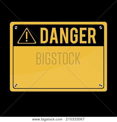 Danger Sign, vector. Flat Sign. Print exclamation mark. Poster. Announcement about the dangers. Plate on the bolts.