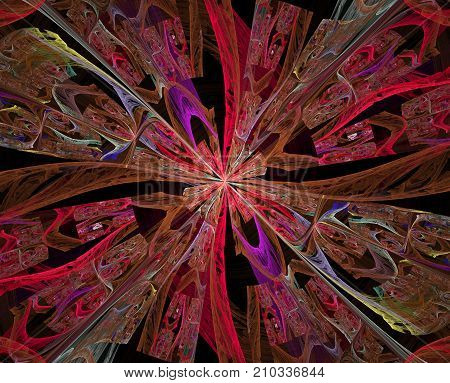 The kaleidoscopical composition in violet tones. Abstract kaleidoscope background. Beautiful kaleidoscope pattern. Multicolor mosaic texture. Unique design