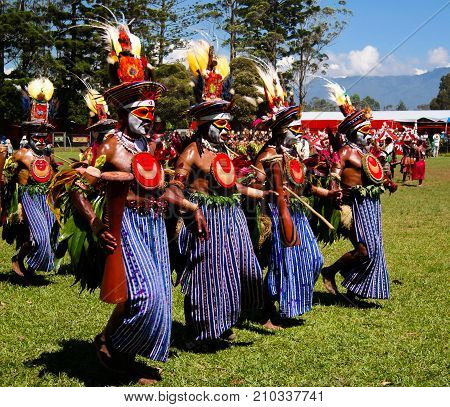 Participants of the Mount Hagen local tribe festival - 17.08.2014 Mount Hagen Papua new Guinea