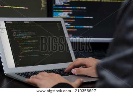 Hacker Working On A Code
