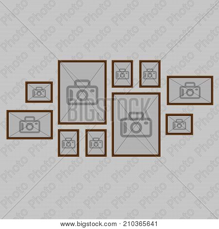 Collection of wooden photo frames. Design elements.