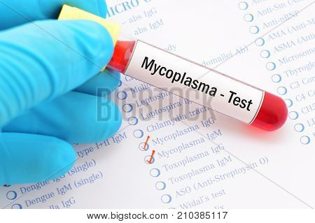 Blood sample with requisition form for Mycoplasma test