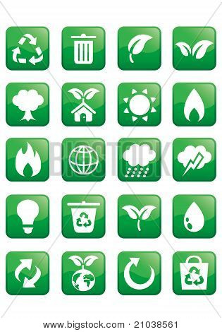 Glänzende Ökologie Symbolsatz enviroment