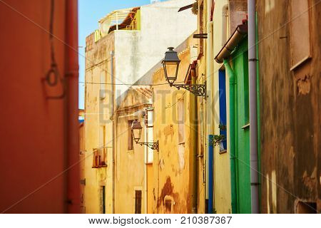 Colorful Houses On A Street Of Bosa, Sardinia, Italy