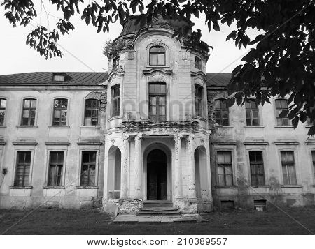 Abandoned palace in Belarus (Zheludok, Grodno region), built in the early twentieth century, example of Art Nouveau style