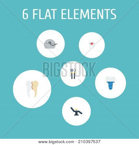 Flat Icons Equipment, Halitosis, Treatment And Other Vector Elements