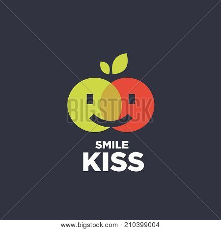 Modern vector professional sign logo smile kiss.