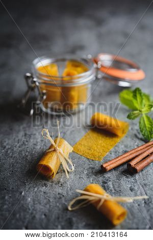 Fruit Leather Made Of Mango And Cinnamon