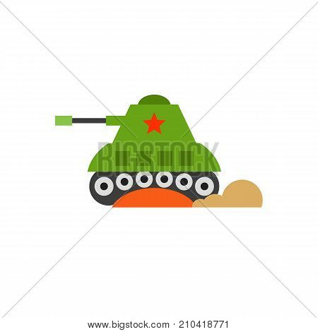 War tank with red star. Artillery, vehicle, weapon. Military concept. Can be used for topics like army, defence, national security.