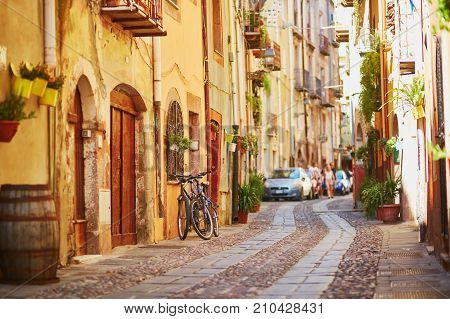 Colorful Houses On A Street Of Bosa, Sardinia, Italy