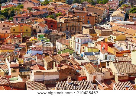 Aerial View Of Colorful Houses In Bosa, Sardinia, Italy