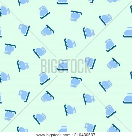 Winter ice skates blue seamless vector cartoon pattern for gift wrap, fabric print and apparel design.