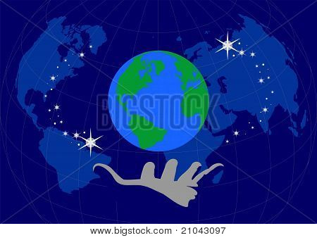 Globus in der Handfläche