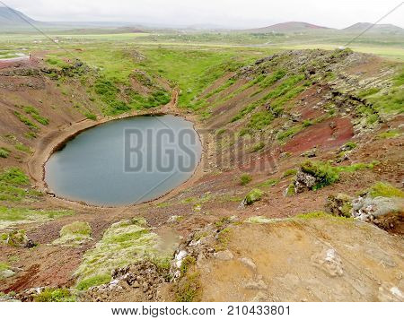 Volcanic crater Kerid in South Iceland