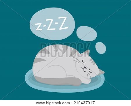 Portrait cat animal sleep pet cute kitten purebred feline kitty domestic fur adorable mammal character vector illustration. Prettyfunny tabby beautiful cat.