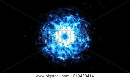 Explosive shock wave on a black isolated background 3d illustration