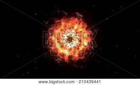 Explosive shock wave on a black isolated background 3d illustration